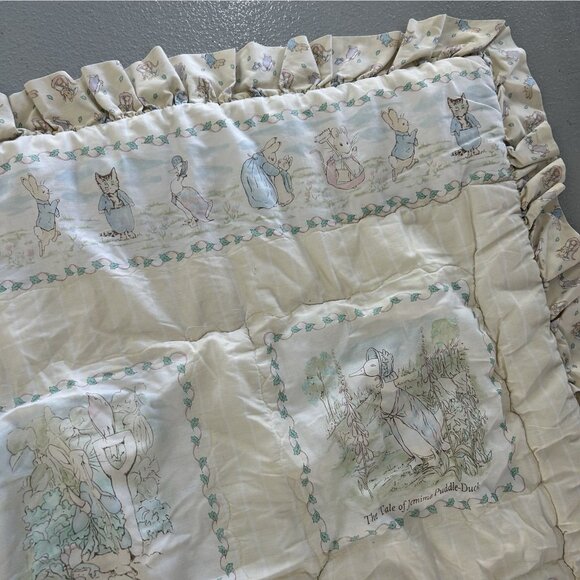 Quiltex Vintage Peter Rabbit Beatrix Potter Baby Pastel Quilt Blanket USA 1994 - Picture 6 of 8